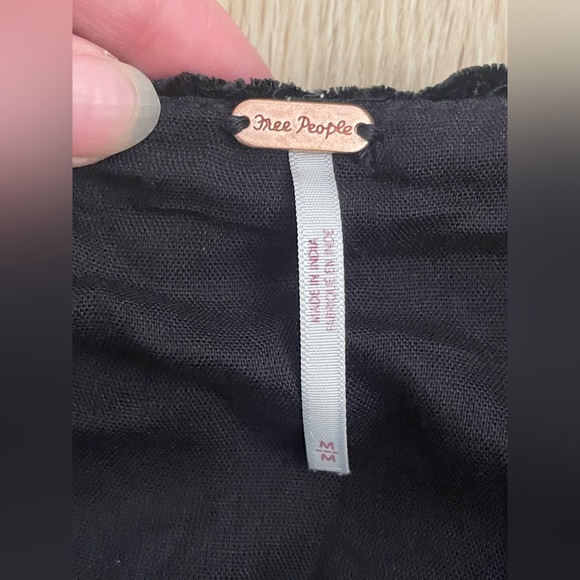 Free People Whimsigoth Velvet Set Smocked Mini & Tie-Back Top Noir Luxe - Picture 7 of 15